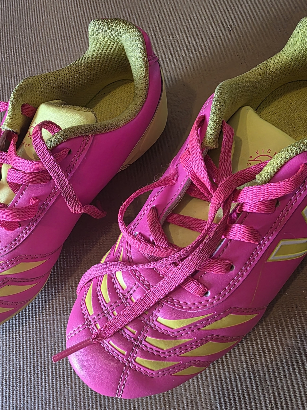 Kids Pink Athletic Sneakers with Lime Accents